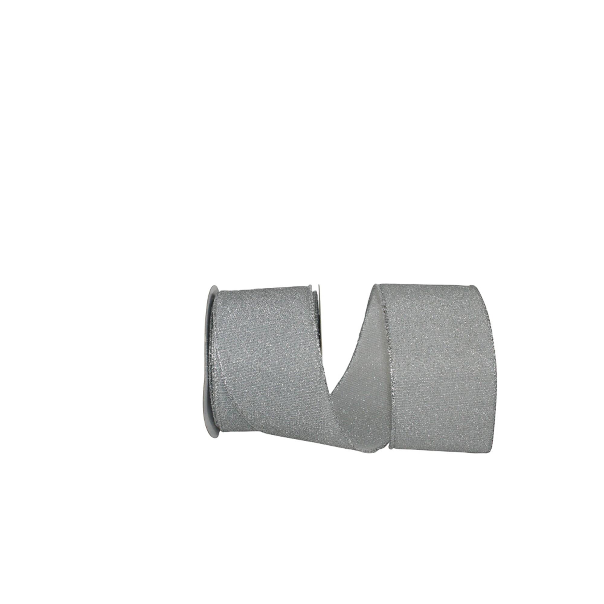 JAM Paper 2.5" x 10yd. Silver Sparkle Glimmer Radiance Wired Edge Ribbon